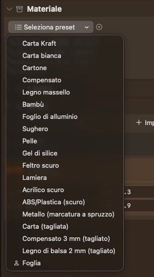 Lùmen material presets for laser engraving